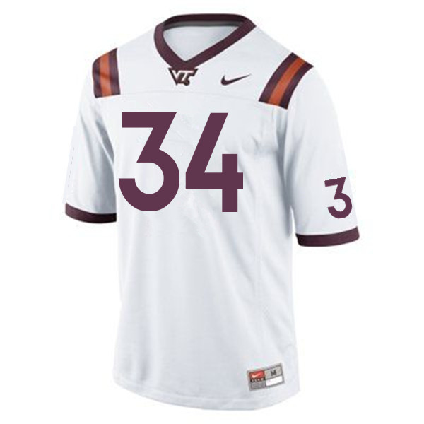 Men #34 Tink Boyd Virginia Tech Hokies College Football Jerseys Sale-White
